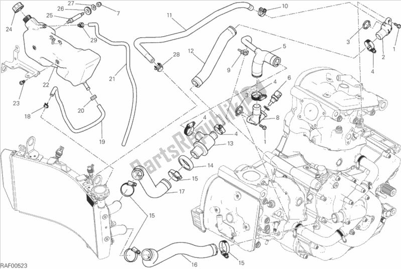 Todas as partes de Sistema De Refrigeração do Ducati Monster 1200 USA 2016